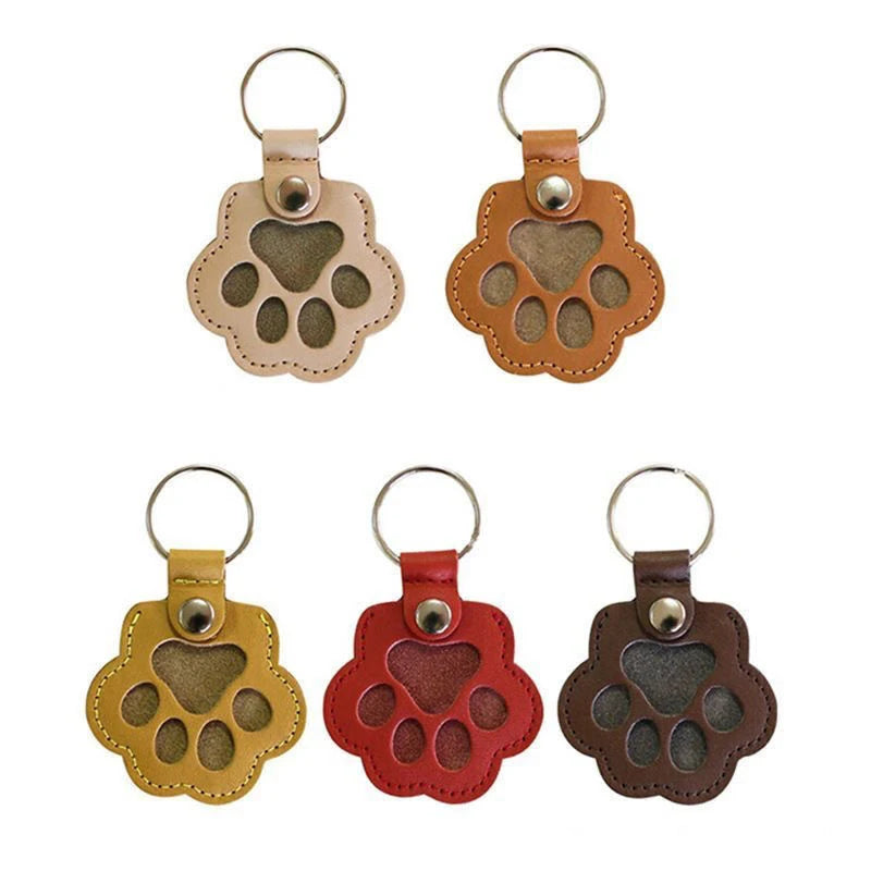 Pet Hair Memorial Keychain PU Leather Keepsake Locket for Cat Dog Fur Pet Hair Storage Pendant Handbag Hanging Accessories